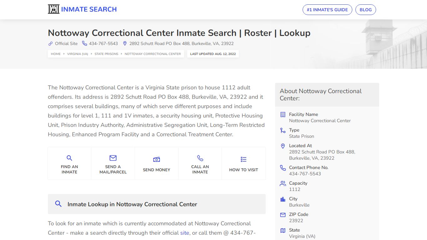 Nottoway Correctional Center Inmate Search | Roster | Lookup